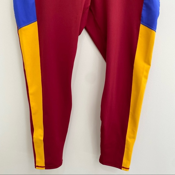 Fabletics on the go red blue yellow color block high waisted leggings pockets 3X - Picture 4 of 9